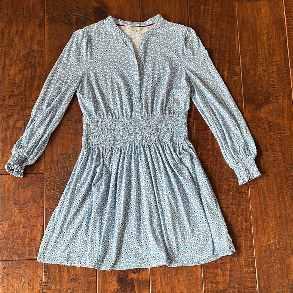 Boden Blue and White Jersey Long Sleeve Dress Size 8P